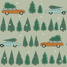 vintage cars and christmas trees