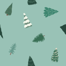 christmas trees on green background 