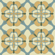 Mid-century modern, tile, yellow, blue, geometric shapes