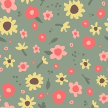 blooming flower illustrations on green